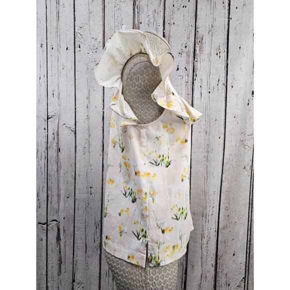 DMS Women's 4 Rebecca Taylor Cotton Ruffle Sleeve Button Down Floral Blouse Top - Picture 3 of 9